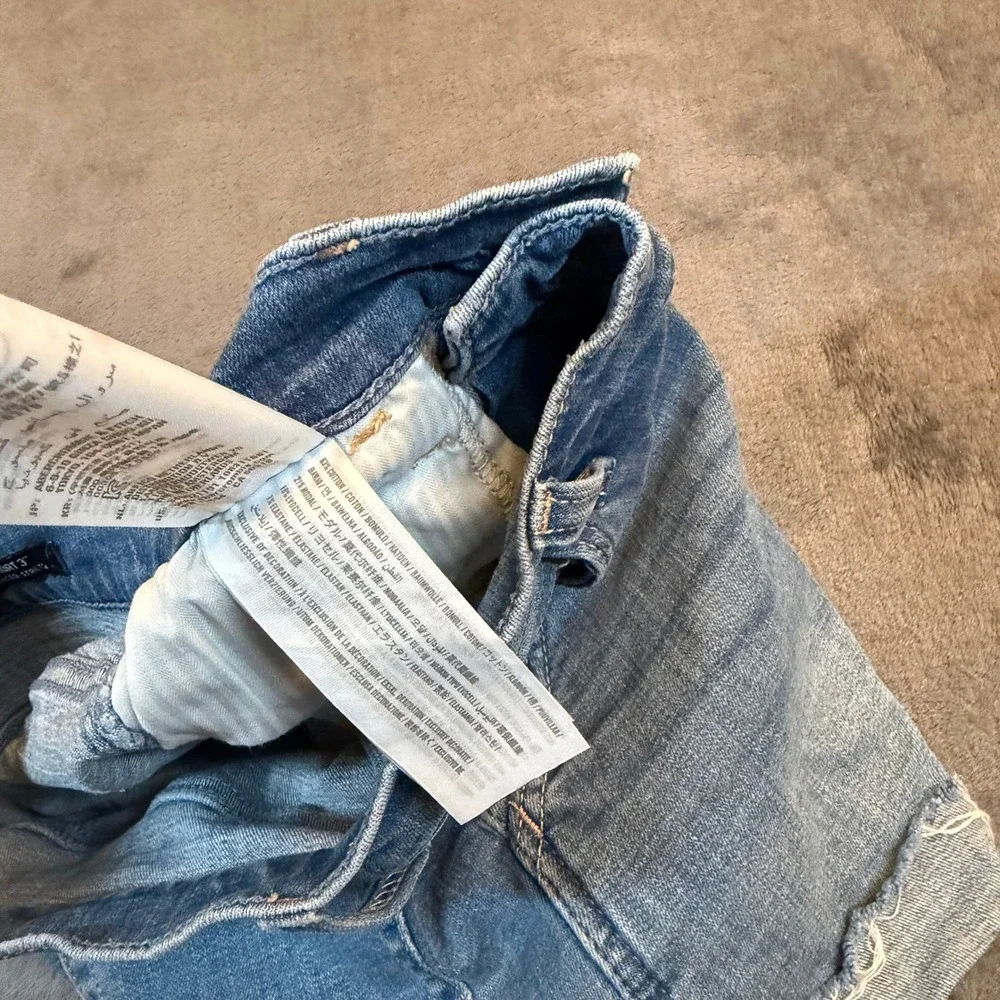 Hollister High Rise Short 3 Denim‎ Womens Size 0 Blue Advanced Stretch Cut Off